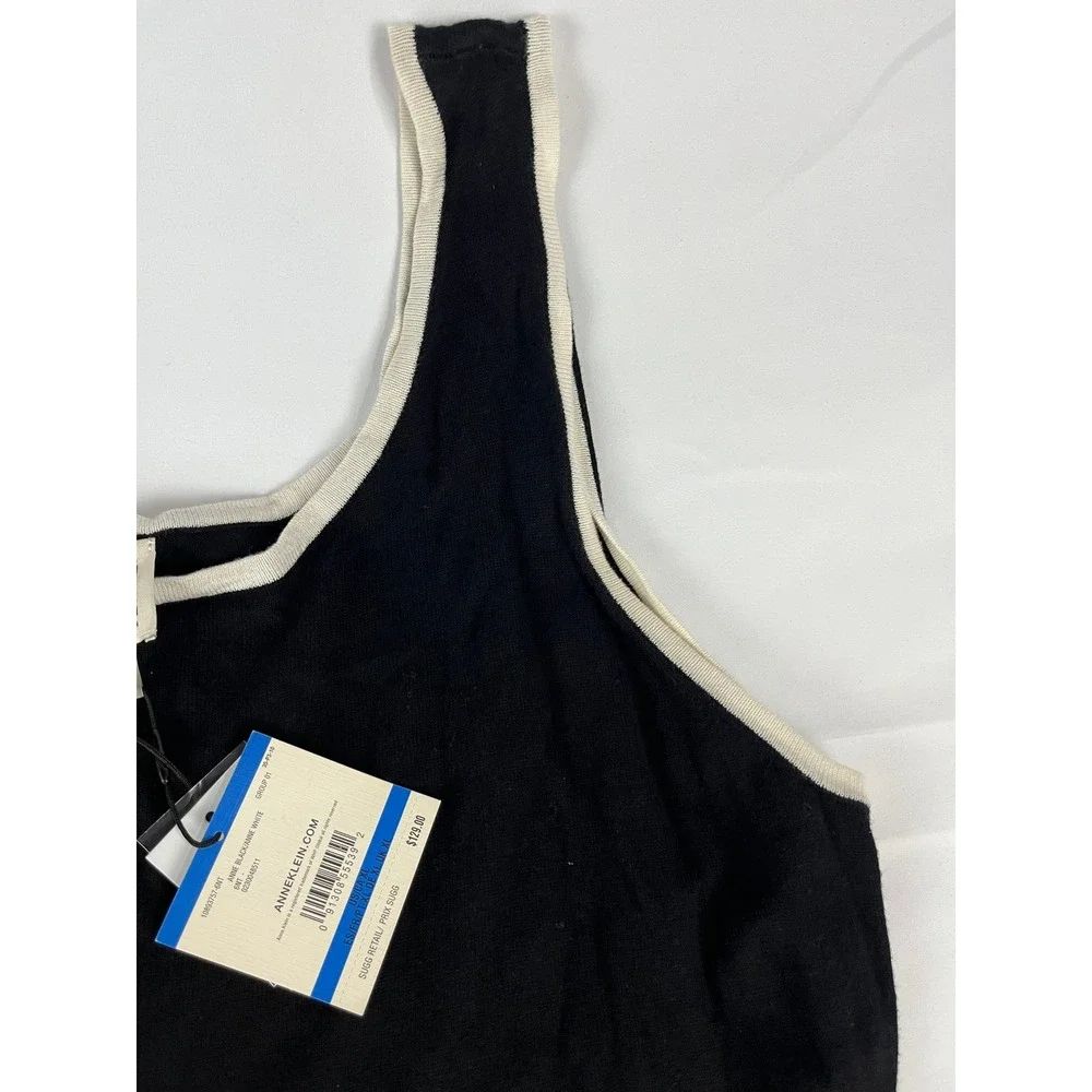 Anne Klein Women's Black Sleeveless‎ Dress with Cream Stripes - XL